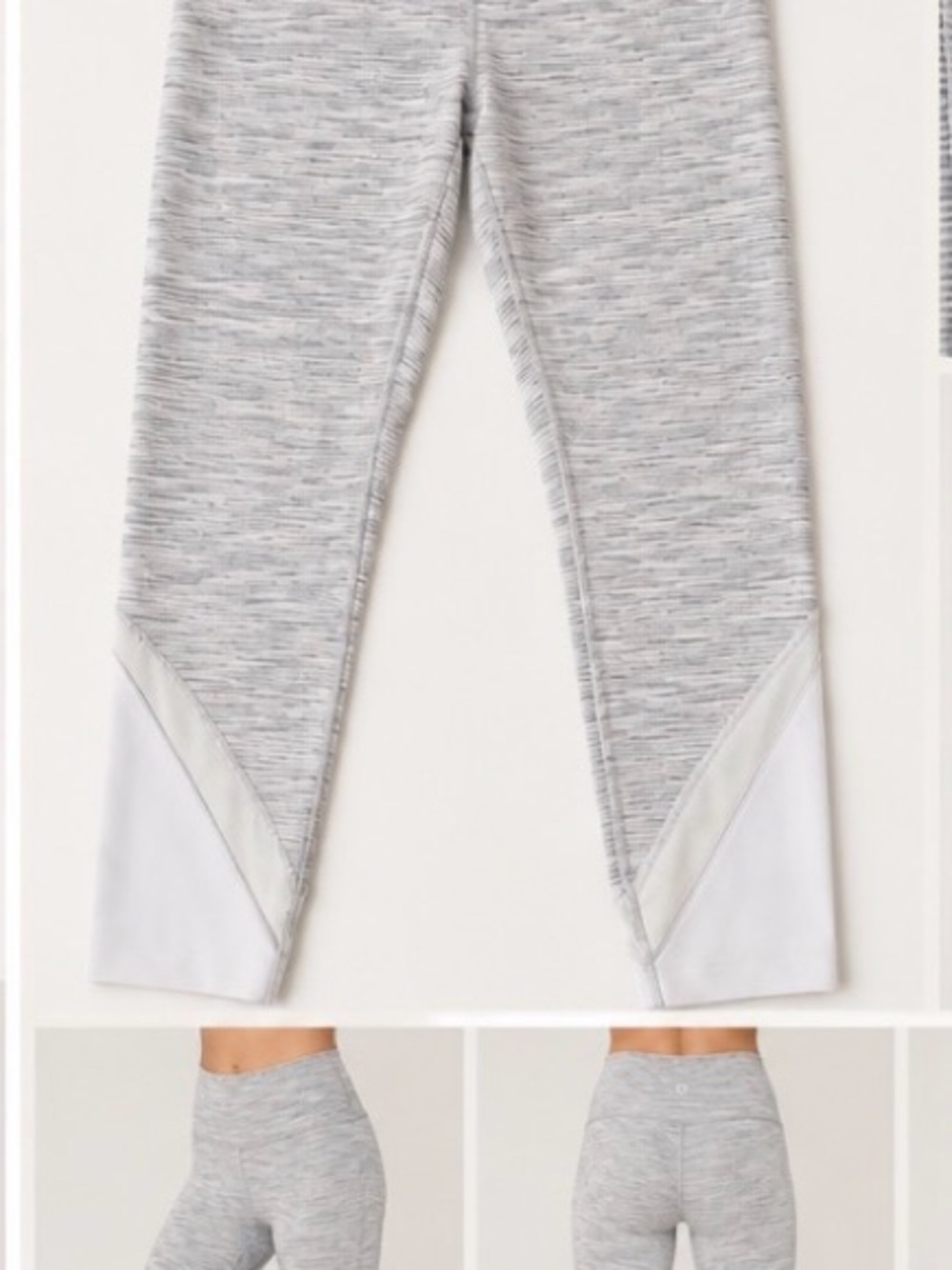 Lululemon Gray & White Striped High Rise Leggings Contrast Panels Women’s